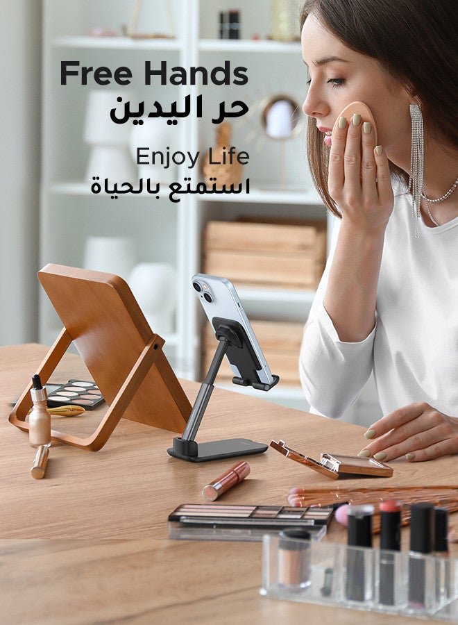 يو جرين حامل هاتف iPhone قابل للتعديل، حامل هاتف قابل للطي للمكتب، حامل iPhone للمكتب، لمعظم الهواتف، سلسلة آيفون 17/16، سلسلة سامسونج جالاكسي S25 S24، شاومي، HONOR، أسود - Image 4